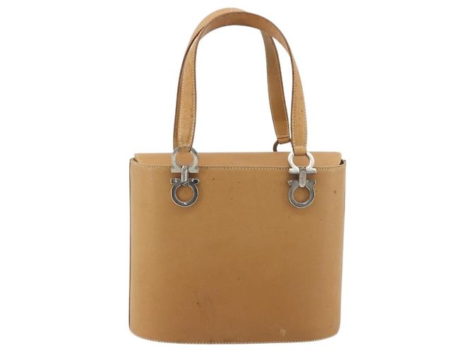 Borsa Salvatore Ferragamo Gancini in pelle 2way Beige Silver Auth 197027 Argento - vista 2