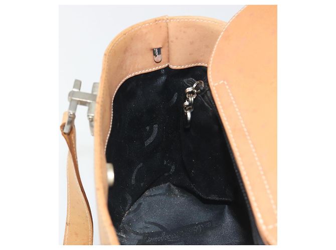Borsa Salvatore Ferragamo Gancini in pelle 2way Beige Silver Auth 197027 Argento - vista 21