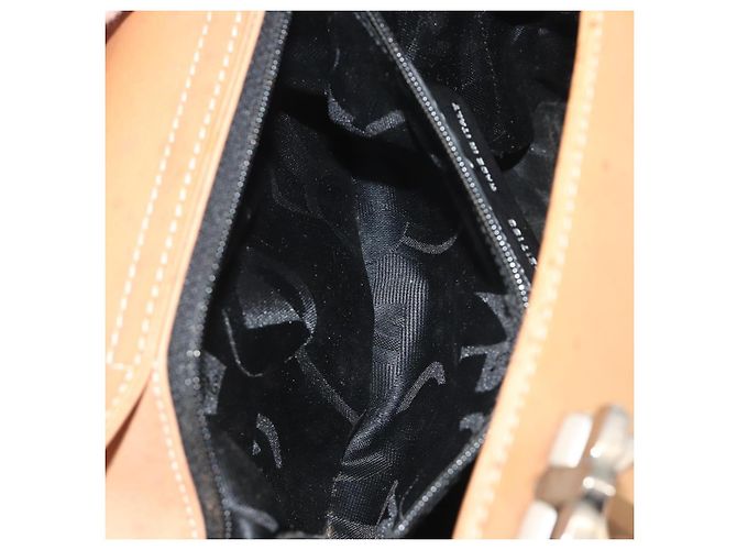 Borsa Salvatore Ferragamo Gancini in pelle 2way Beige Silver Auth 197027 Argento - vista 23