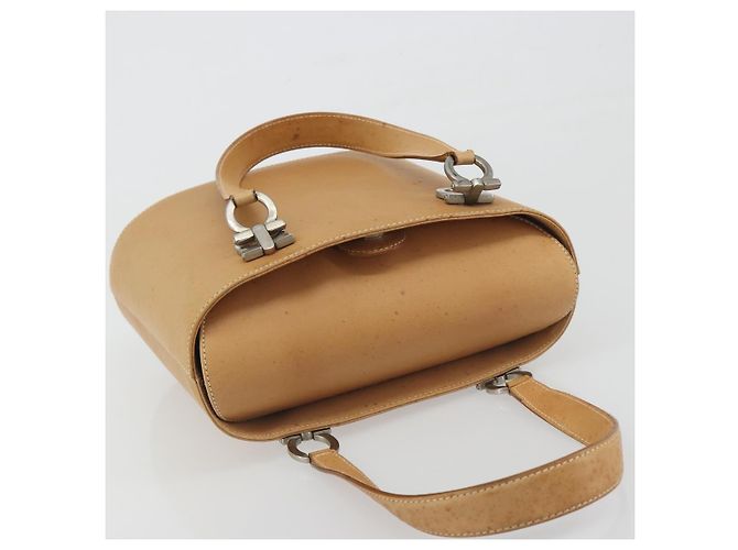 Borsa Salvatore Ferragamo Gancini in pelle 2way Beige Silver Auth 197027 Argento - vista 6