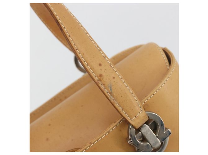 Borsa Salvatore Ferragamo Gancini in pelle 2way Beige Silver Auth 197027 Argento - vista 9
