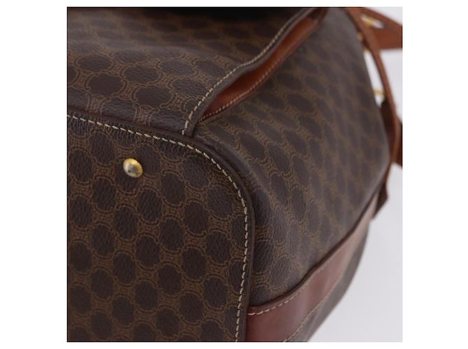 Céline Borsa a tracolla CELINE Macadam Canvas PVC Leather Brown Gold Auth 196696A Marrone D'oro - vista 14