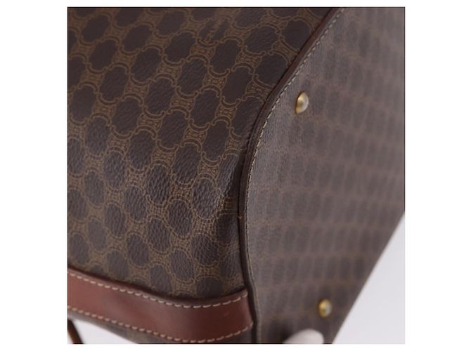 Céline Borsa a tracolla CELINE Macadam Canvas PVC Leather Brown Gold Auth 196696A Marrone D'oro - vista 15