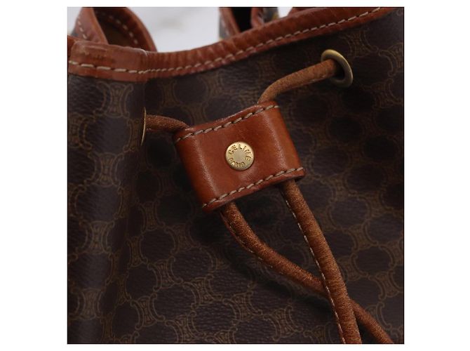 Céline Borsa a tracolla CELINE Macadam Canvas PVC Leather Brown Gold Auth 196696A Marrone D'oro - vista 17