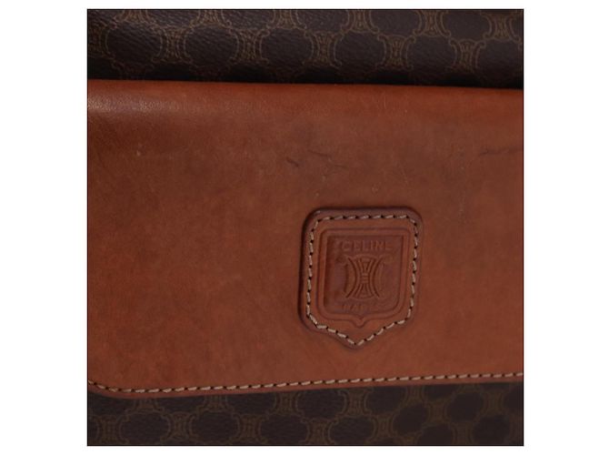 Céline Borsa a tracolla CELINE Macadam Canvas PVC Leather Brown Gold Auth 196696A Marrone D'oro - vista 18