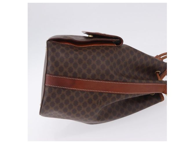 Céline Borsa a tracolla CELINE Macadam Canvas PVC Leather Brown Gold Auth 196696A Marrone D'oro - vista 3