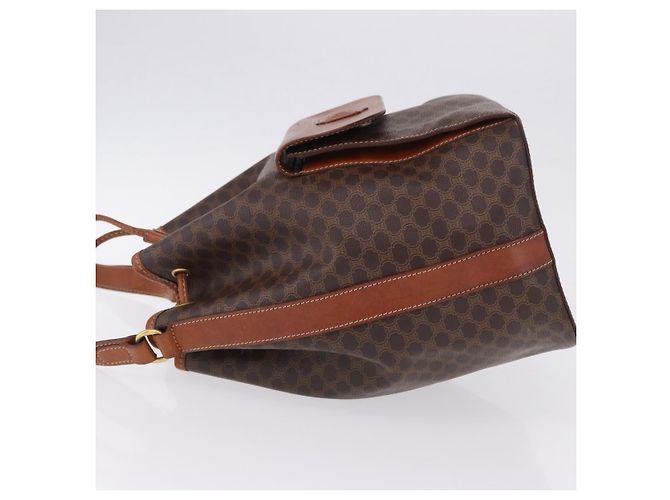 Céline Borsa a tracolla CELINE Macadam Canvas PVC Leather Brown Gold Auth 196696A Marrone D'oro - vista 4