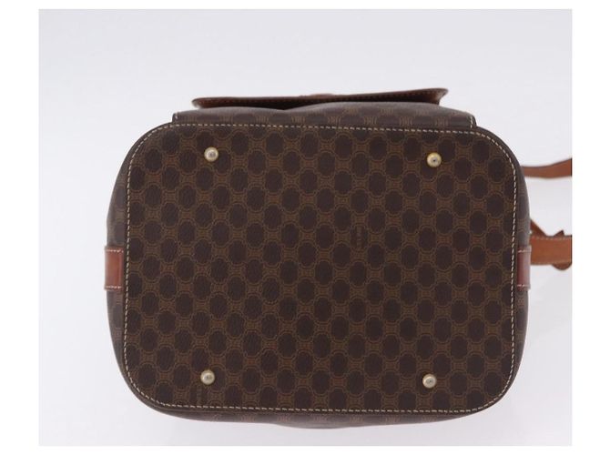 Céline Borsa a tracolla CELINE Macadam Canvas PVC Leather Brown Gold Auth 196696A Marrone D'oro - vista 5