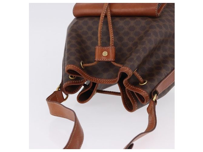 Céline Borsa a tracolla CELINE Macadam Canvas PVC Leather Brown Gold Auth 196696A Marrone D'oro - vista 6