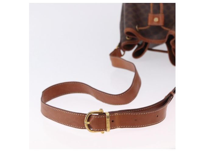 Céline Borsa a tracolla CELINE Macadam Canvas PVC Leather Brown Gold Auth 196696A Marrone D'oro - vista 7