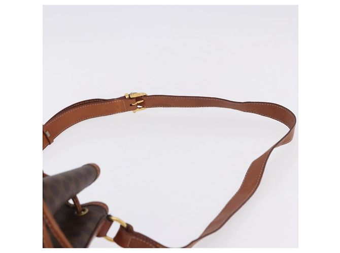 Céline Borsa a tracolla CELINE Macadam Canvas PVC Leather Brown Gold Auth 196696A Marrone D'oro - vista 8