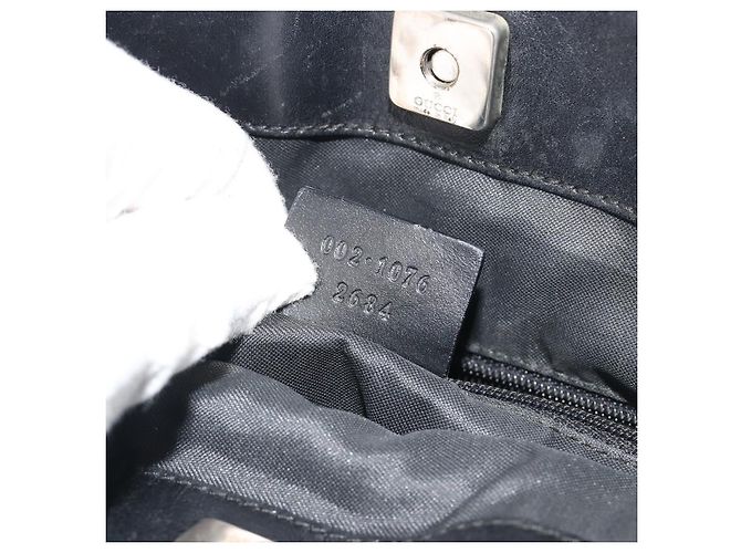 Borsa Tote GUCCI GG Canvas Nero Argento 002 1076 2684 Auth ka5725 - vista 12