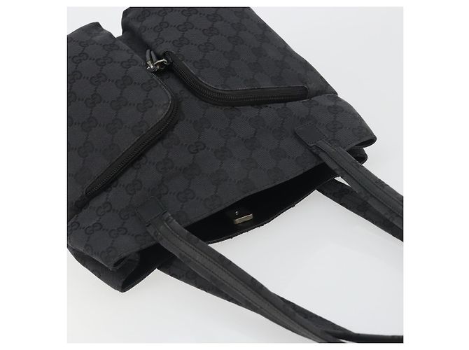 Borsa Tote GUCCI GG Canvas Nero Argento 002 1076 2684 Auth ka5725 - vista 6
