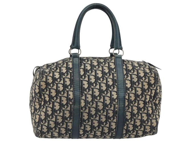 Borsa a mano Christian Dior Trotter Canvas Navy Silver Auth BA14770 Argento Blu navy - vista 3