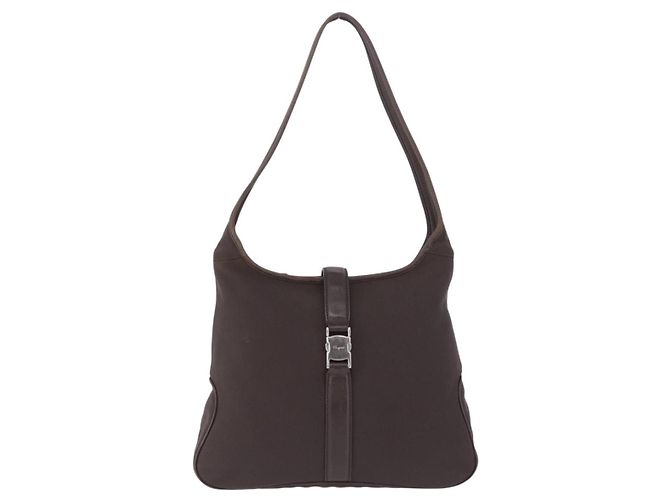 Borsa a tracolla Salvatore Ferragamo Canvas Brown Silver Auth 196735A Marrone Argento - vista 13