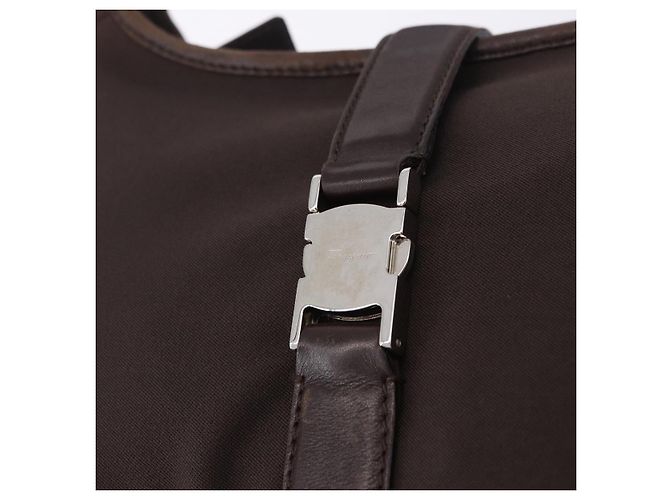 Borsa a tracolla Salvatore Ferragamo Canvas Brown Silver Auth 196735A Marrone Argento - vista 17