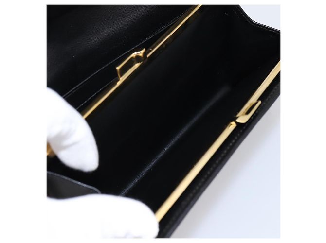 Céline Portafoglio lungo CELINE Macadam Canvas PVC Pelle Oro Nero Auth 198768V D'oro - vista 10
