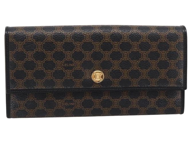 Céline Portafoglio lungo CELINE Macadam Canvas PVC Pelle Oro Nero Auth 198768V D'oro - vista 13