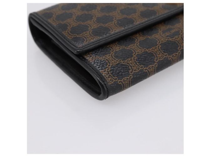 Céline Portafoglio lungo CELINE Macadam Canvas PVC Pelle Oro Nero Auth 198768V D'oro - vista 14