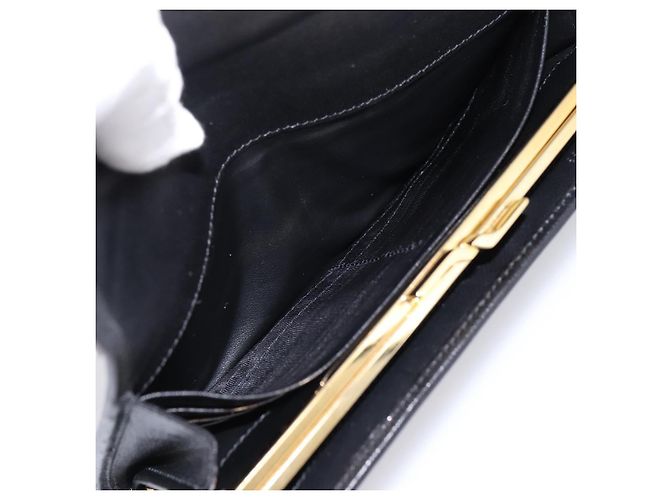 Céline Portafoglio lungo CELINE Macadam Canvas PVC Pelle Oro Nero Auth 198768V D'oro - vista 18