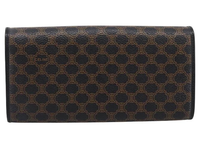 Céline Portafoglio lungo CELINE Macadam Canvas PVC Pelle Oro Nero Auth 198768V D'oro - vista 2