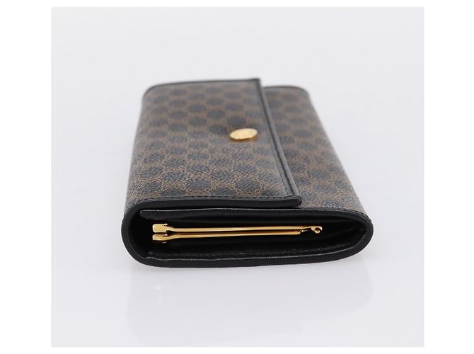Céline Portafoglio lungo CELINE Macadam Canvas PVC Pelle Oro Nero Auth 198768V D'oro - vista 3