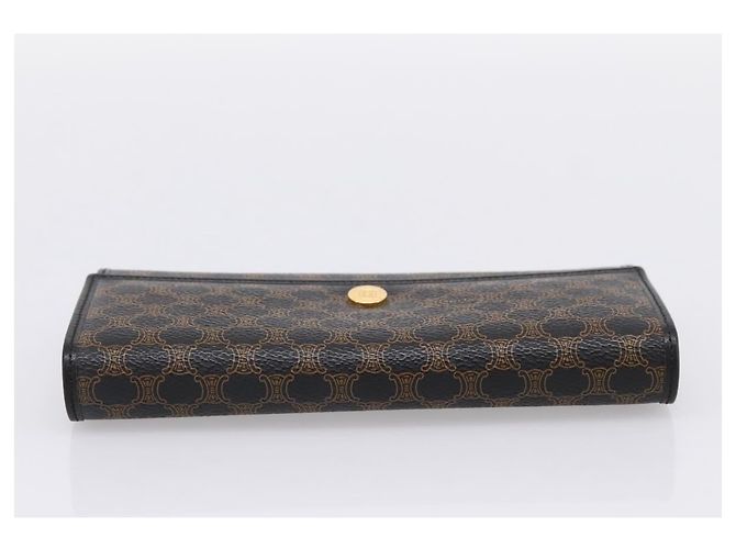 Céline Portafoglio lungo CELINE Macadam Canvas PVC Pelle Oro Nero Auth 198768V D'oro - vista 5