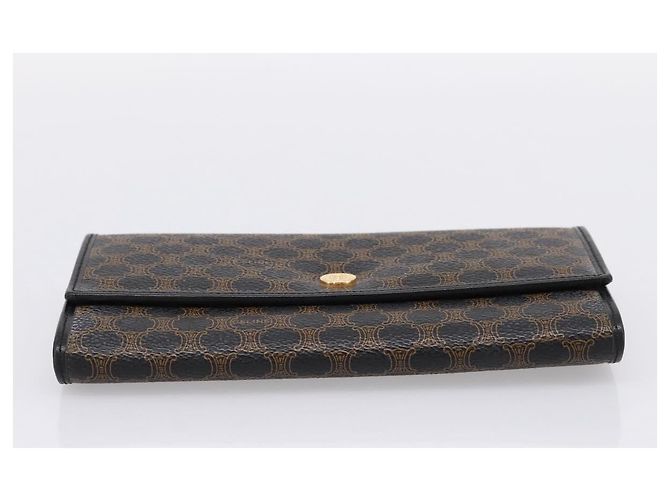 Céline Portafoglio lungo CELINE Macadam Canvas PVC Pelle Oro Nero Auth 198768V D'oro - vista 6