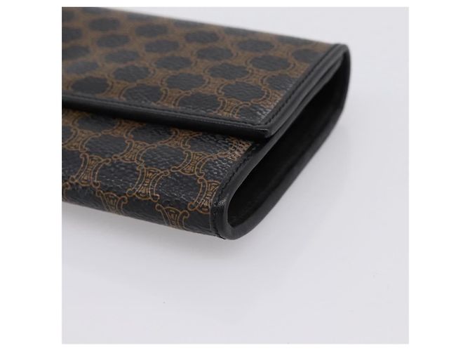 Céline Portafoglio lungo CELINE Macadam Canvas PVC Pelle Oro Nero Auth 198768V D'oro - vista 7