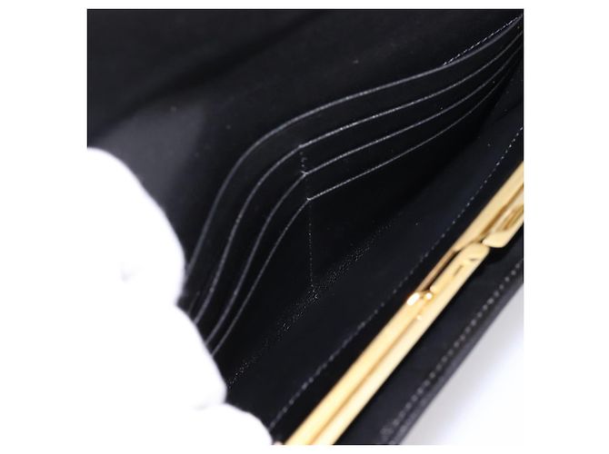 Céline Portafoglio lungo CELINE Macadam Canvas PVC Pelle Oro Nero Auth 198768V D'oro - vista 9