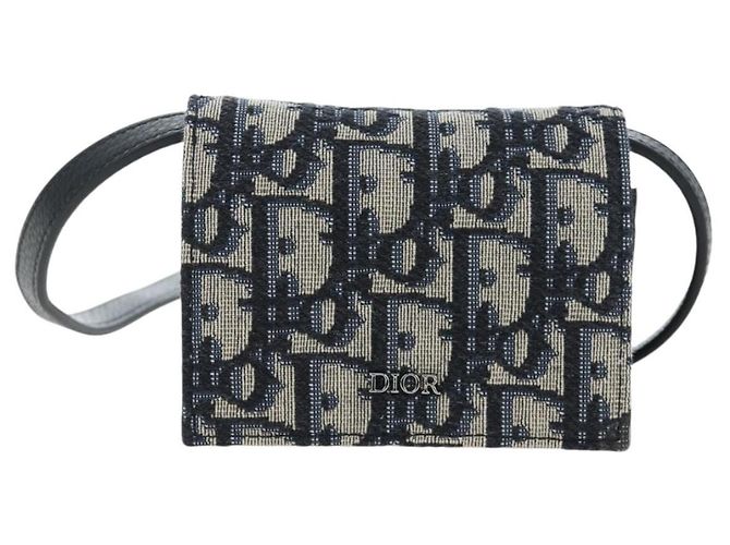 Borsetta a spalla Christian Dior Trotter Canvas Navy Silver Auth 195520V Argento Blu navy - vista 2