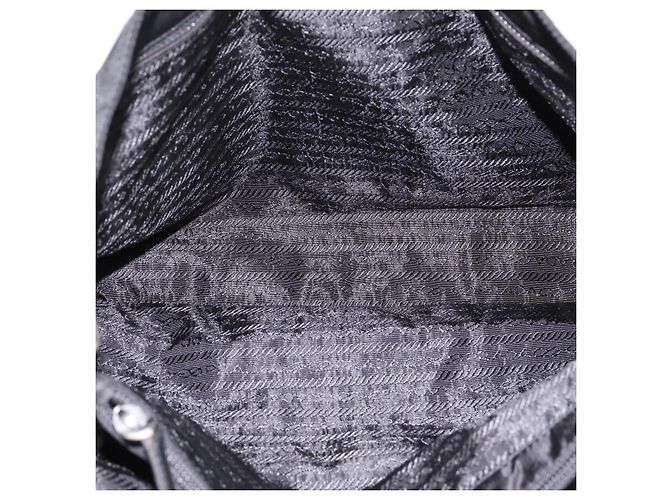 Borsa Tote PRADA Pocono Nylon Nero Argento Auth mr2839 - vista 11