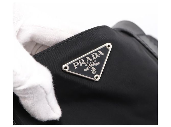 Borsa Tote PRADA Pocono Nylon Nero Argento Auth mr2839 - vista 17