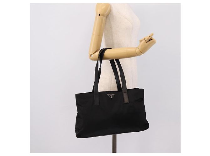 Borsa Tote PRADA Pocono Nylon Nero Argento Auth mr2839 - vista 25