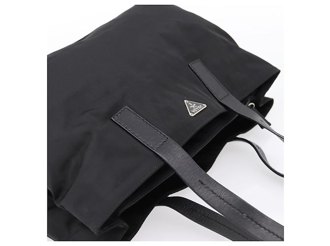 Borsa Tote PRADA Pocono Nylon Nero Argento Auth mr2839 - vista 6