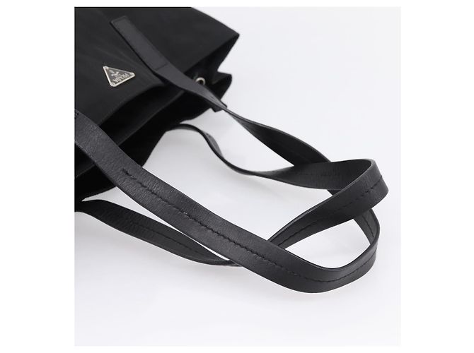 Borsa Tote PRADA Pocono Nylon Nero Argento Auth mr2839 - vista 7