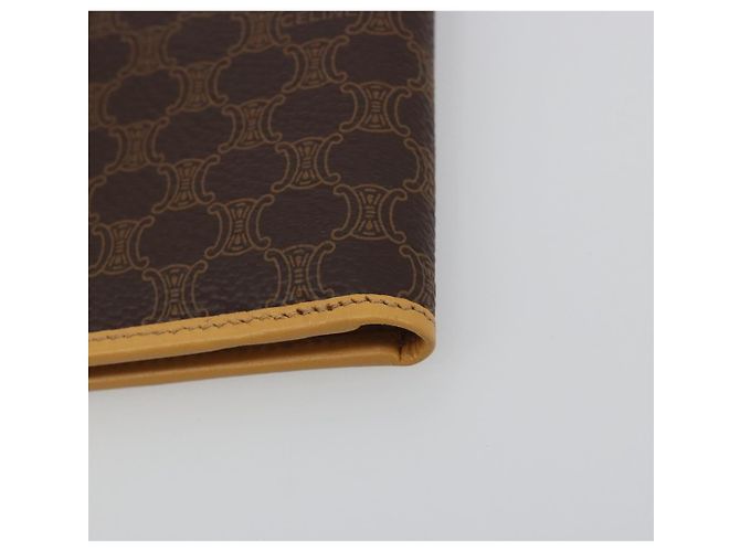 Céline Portafoglio CELINE Macadam PVC Leather Brown Beige Auth am12282V Marrone - vista 15