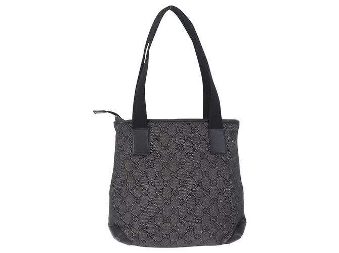 Borsa Tote GUCCI GG Canvas Nero Argento 28893 Auth 198333 - vista 2
