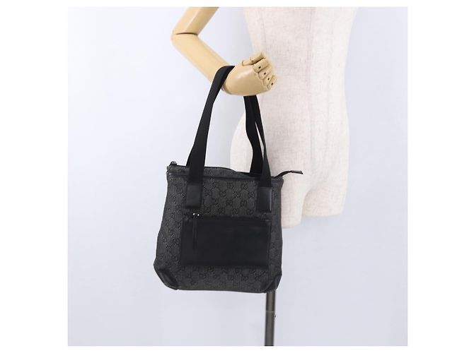 Borsa Tote GUCCI GG Canvas Nero Argento 28893 Auth 198333 - vista 24