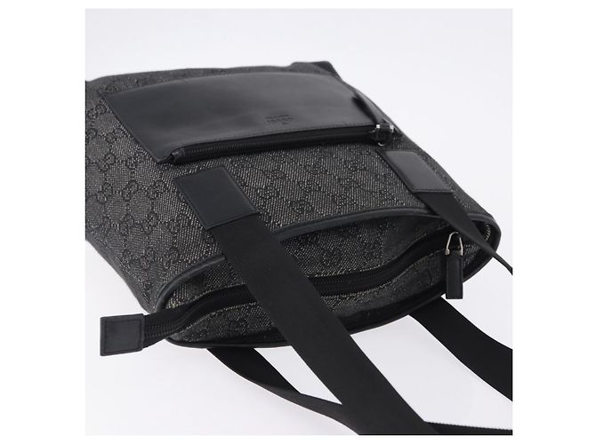 Borsa Tote GUCCI GG Canvas Nero Argento 28893 Auth 198333 - vista 6