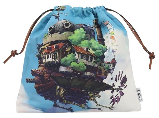 LOEWE Studio Ghibli Howl's Moving Castle Pouch Nylon Blue Auth 167497M - vista 13