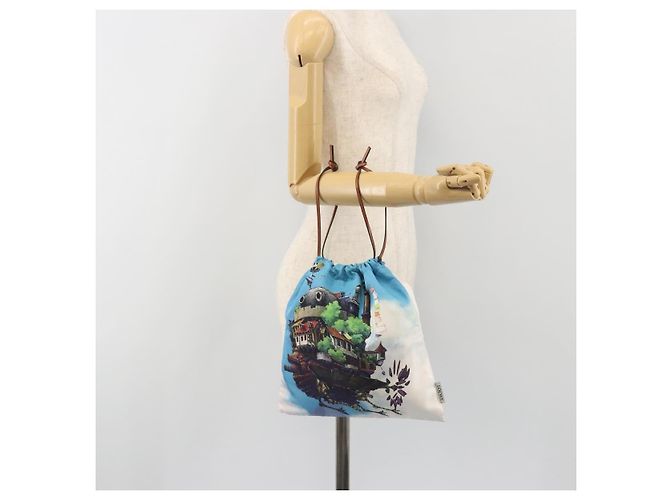 LOEWE Studio Ghibli Howl's Moving Castle Pouch Nylon Blue Auth 167497M - vista 20