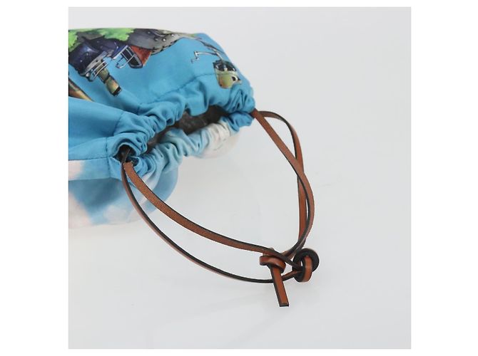 LOEWE Studio Ghibli Howl's Moving Castle Pouch Nylon Blue Auth 167497M - vista 7