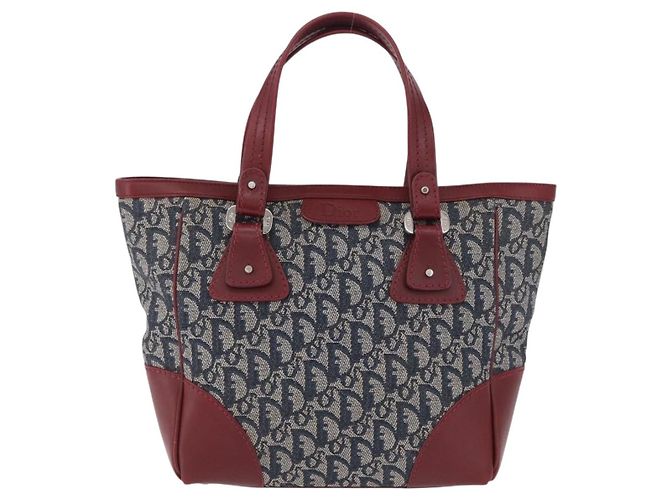 Borsa a mano Christian Dior Trotter Canvas Navy Silver Auth 196330A Argento Blu navy - vista 2