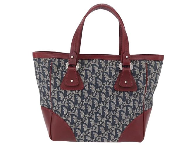 Borsa a mano Christian Dior Trotter Canvas Navy Silver Auth 196330A Argento Blu navy - vista 3