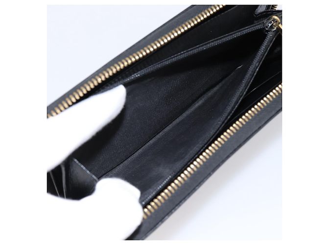 Portafoglio lungo GUCCI Interlocking G in pelle nera e oro Auth 198800V Nero D'oro - vista 11