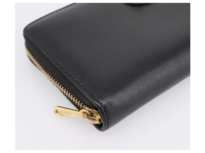Portafoglio lungo GUCCI Interlocking G in pelle nera e oro Auth 198800V Nero D'oro - vista 14