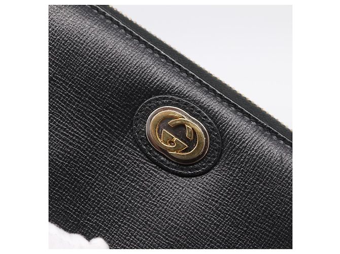 Portafoglio lungo GUCCI Interlocking G in pelle nera e oro Auth 198800V Nero D'oro - vista 17