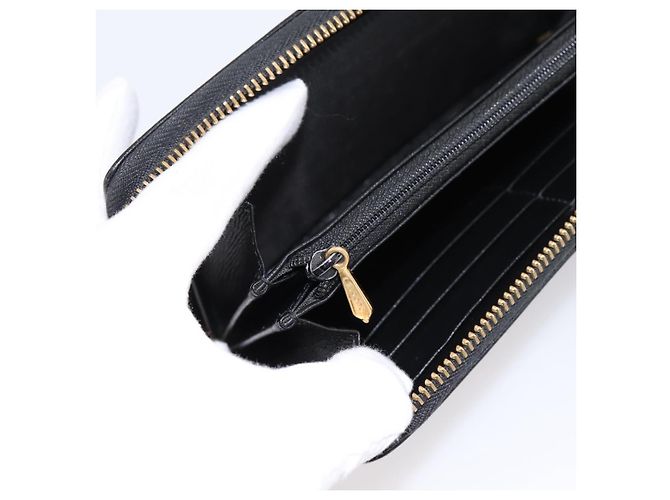 Portafoglio lungo GUCCI Interlocking G in pelle nera e oro Auth 198800V Nero D'oro - vista 19