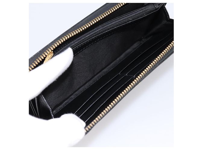Portafoglio lungo GUCCI Interlocking G in pelle nera e oro Auth 198800V Nero D'oro - vista 20